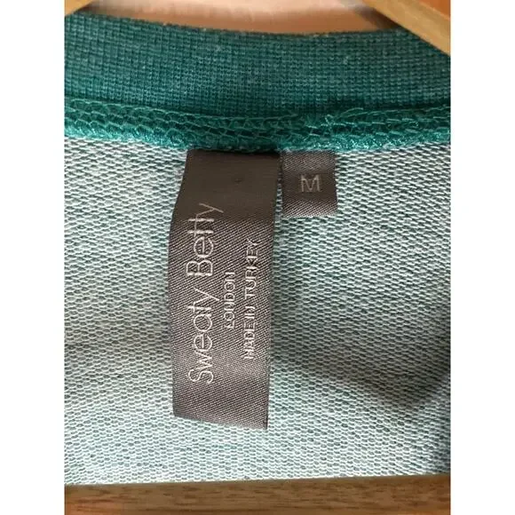 Sweaty Betty Chelsea Crop Sweatshirt Crewneck Teal Long Sleeve Size M Athleisure - Picture 7 of 9